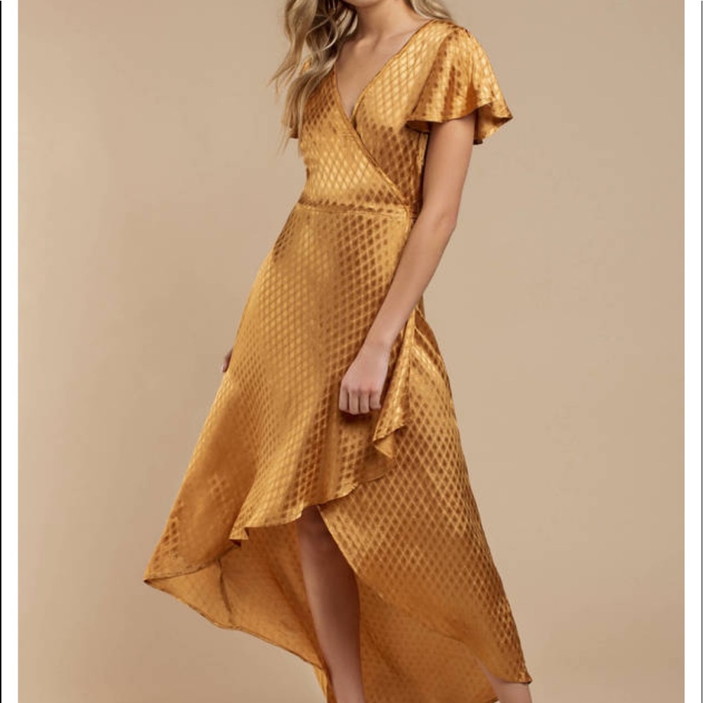 Band of Gypsies Gold Paisley Wrap Dress